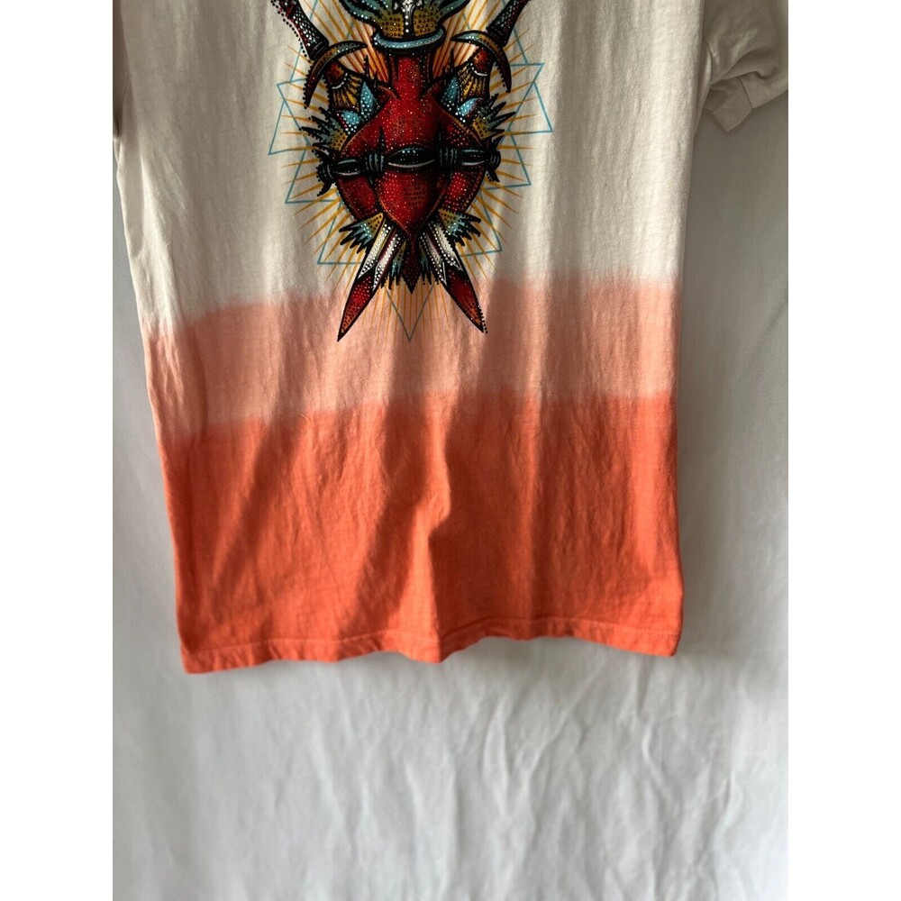 Affliction T-Shirt Sacred Oath Biker Tattoo color block peach  XL - Picture 5 of 12